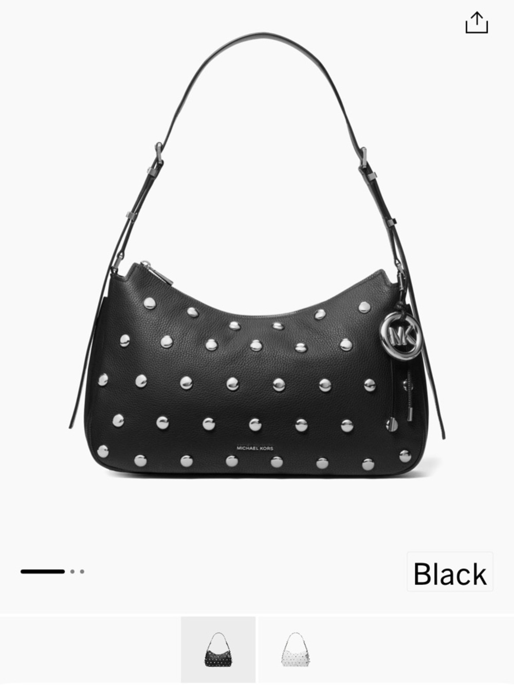 Michael Kors Black Studded Hobo Shoulder Bag with MK Charm